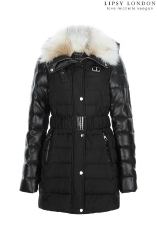 Lipsy Love Michelle Keegan Faux Fur Hood Puffer Coat